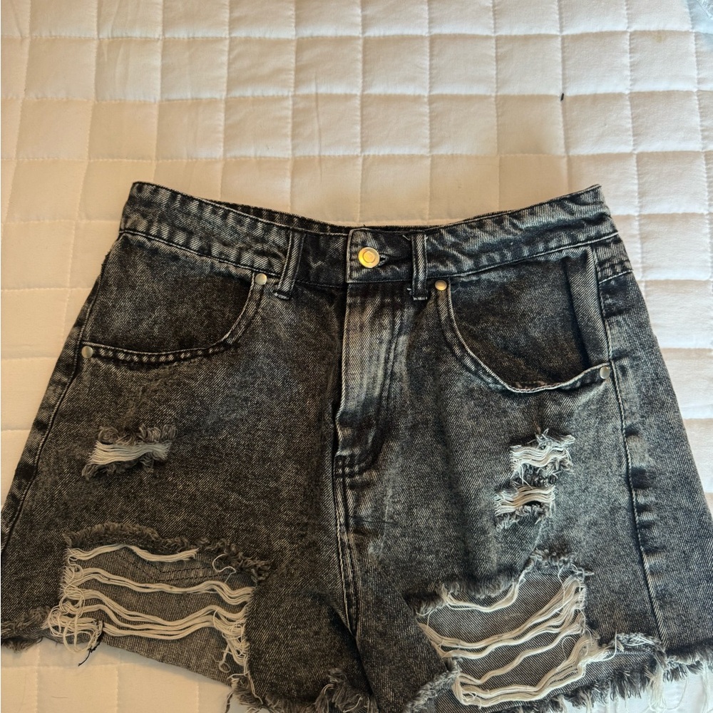 HYFVE Black Distressed Jean Shorts High-Waisted